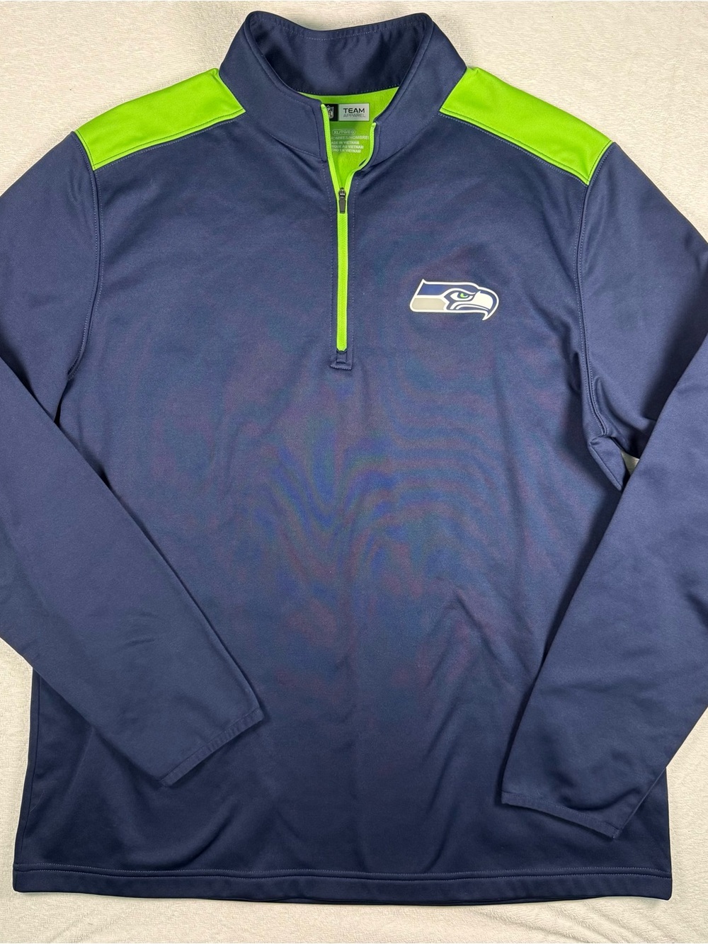 NFL Navy and Neon Green Seahawks Quarter-Zip Pullover